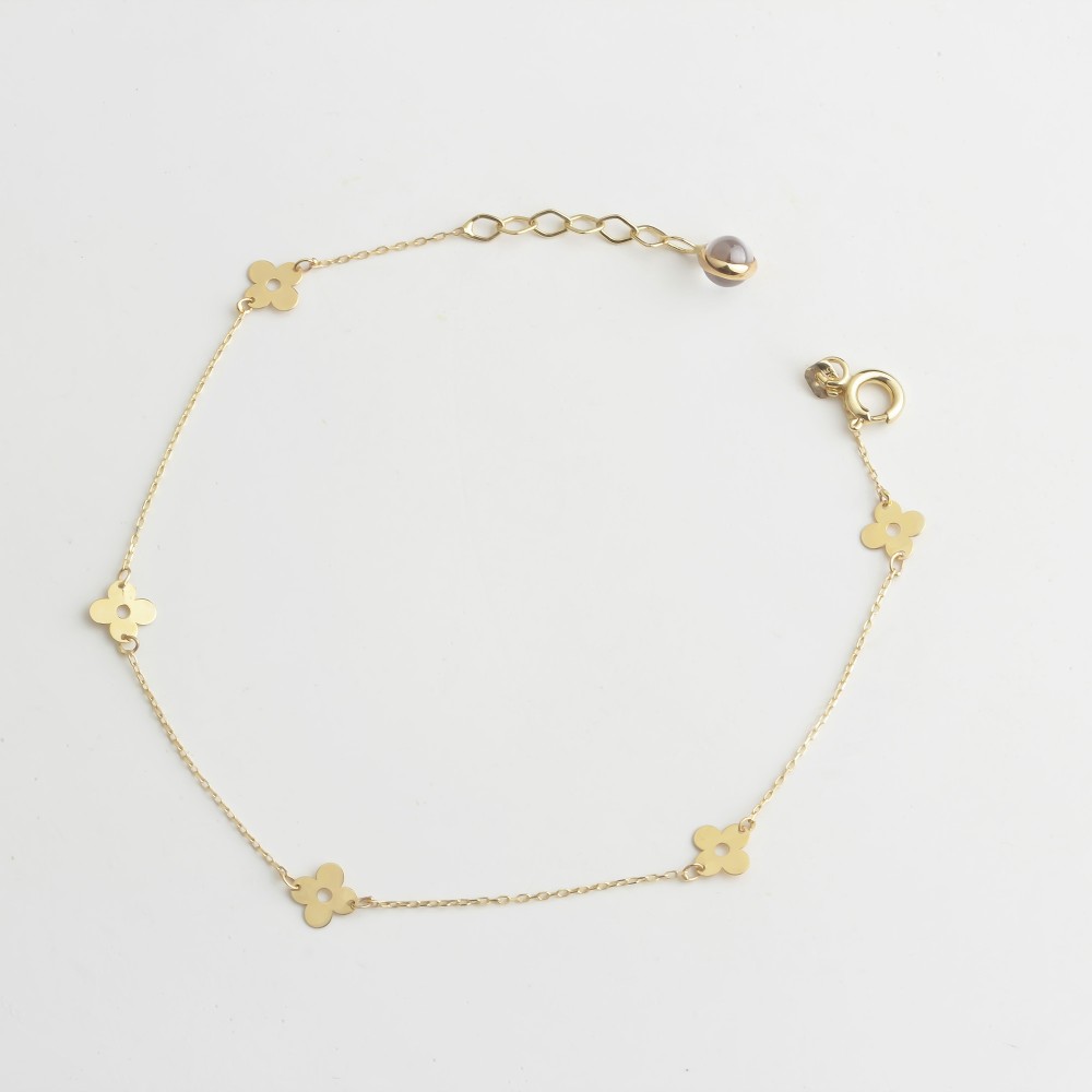 Glorria 14k Solid Gold Flower Bracelet
