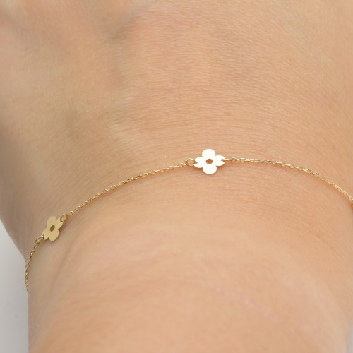 Glorria 14k Solid Gold Flower Bracelet