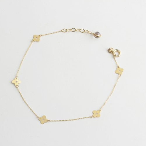 Glorria 14k Solid Gold Flower Bracelet