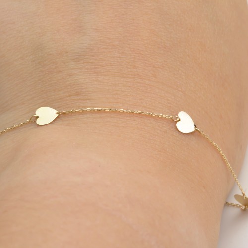 Glorria 14k Solid Gold Heart Bracelet