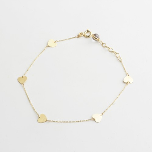 Glorria 14k Solid Gold Heart Bracelet