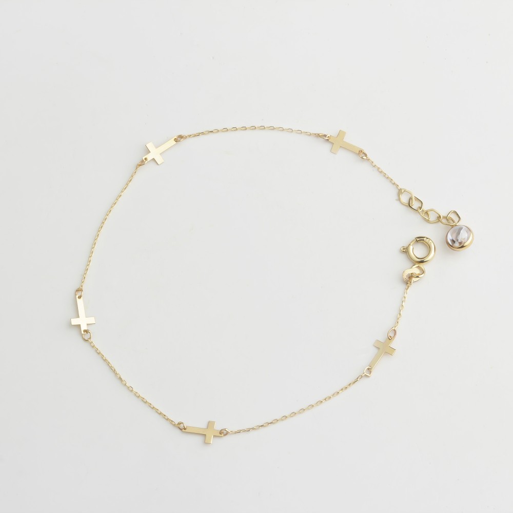 Glorria 14k Solid Gold Cross Bracelet Glorria 14k Solid Gold Cross Bracelet