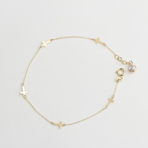 Glorria 14k Solid Gold Cross Bracelet