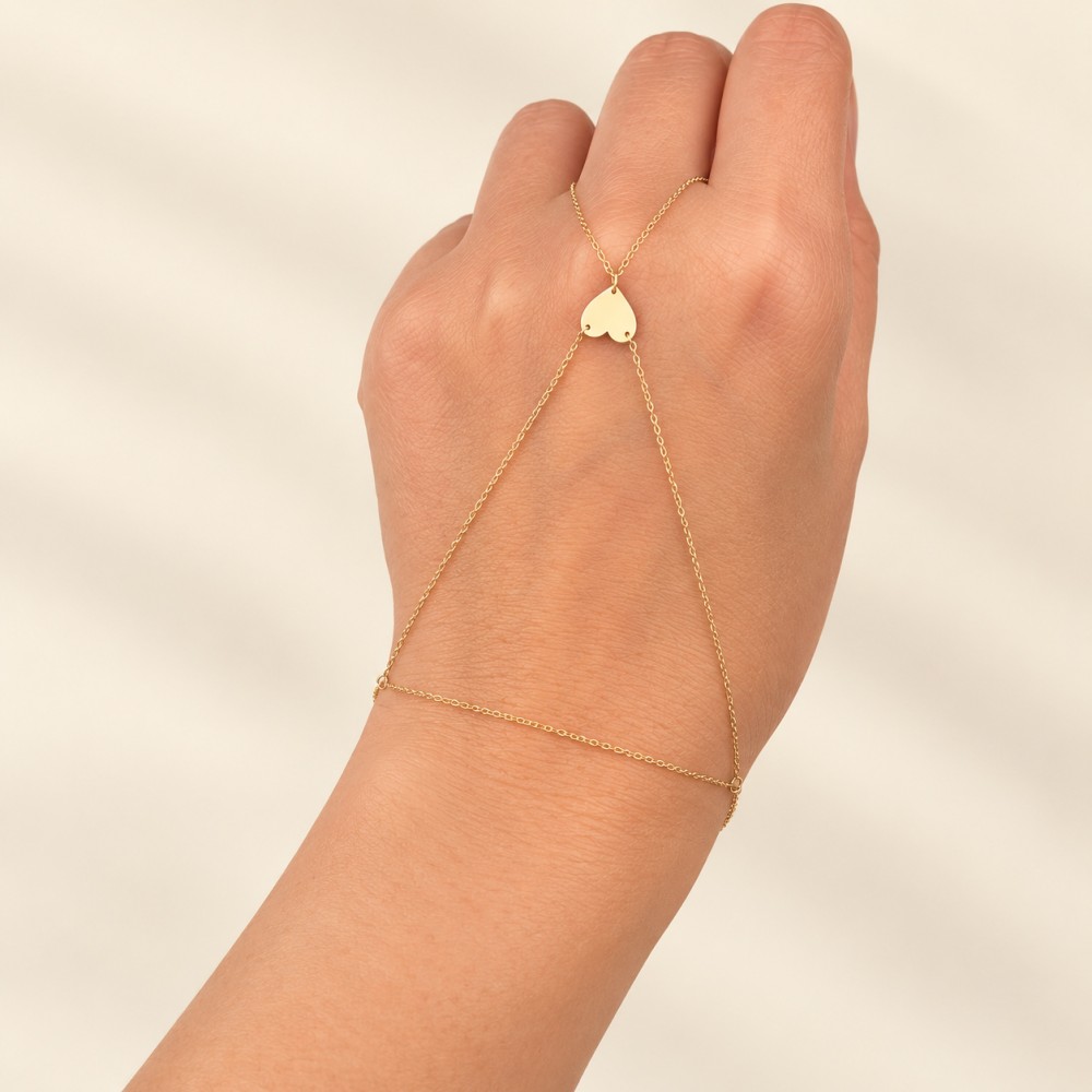 Glorria 14k Solid Gold Heart Hand Chain Glorria 14k Solid Gold Heart Hand Chain