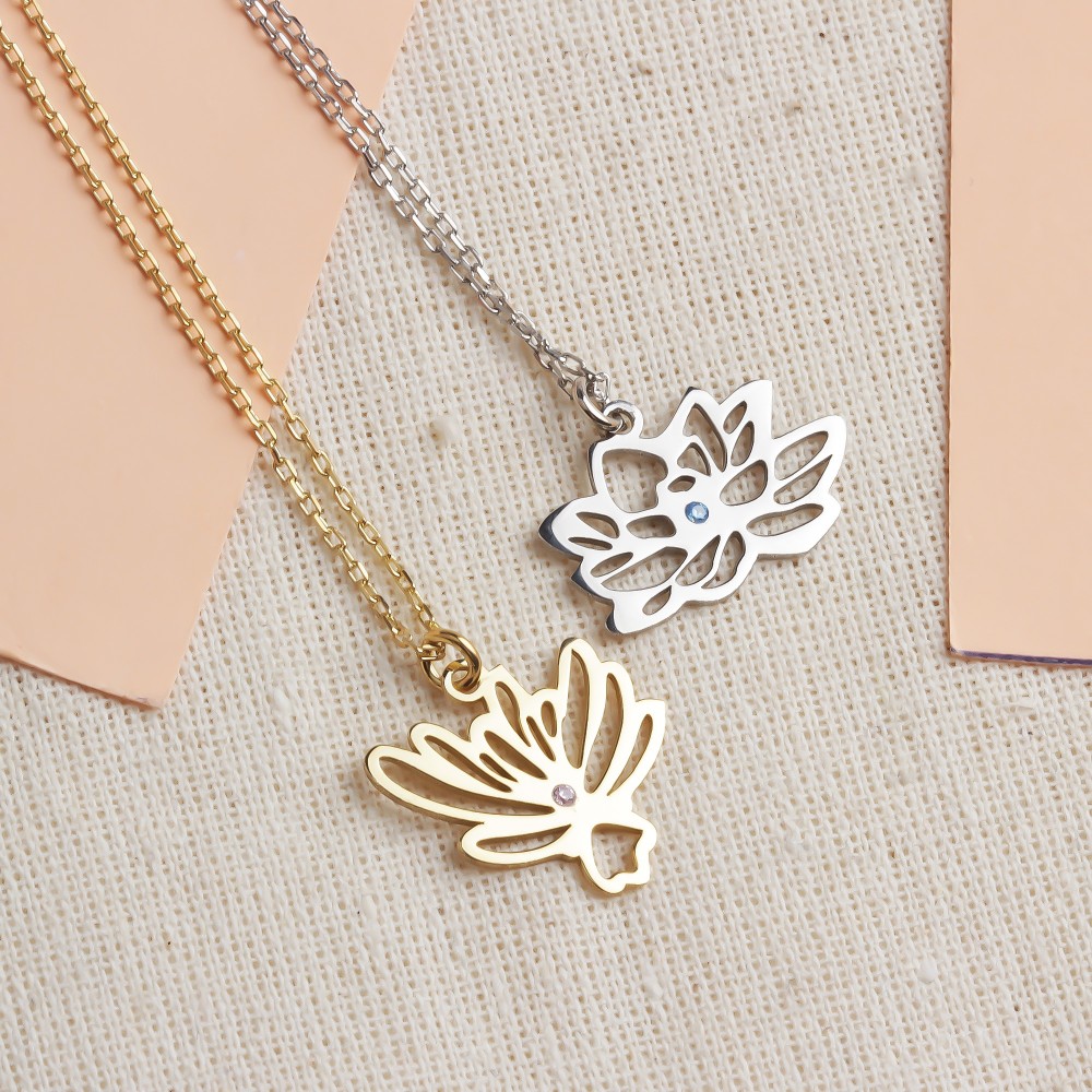 Glorria 925k Sterling Silver Personalized Birth Flower Necklace