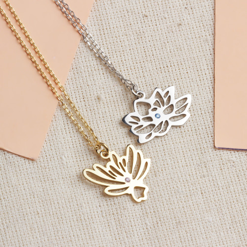 Glorria 925k Sterling Silver Personalized Birth Flower Necklace Glorria 925k Sterling Silver Personalized Birth Flower Necklace