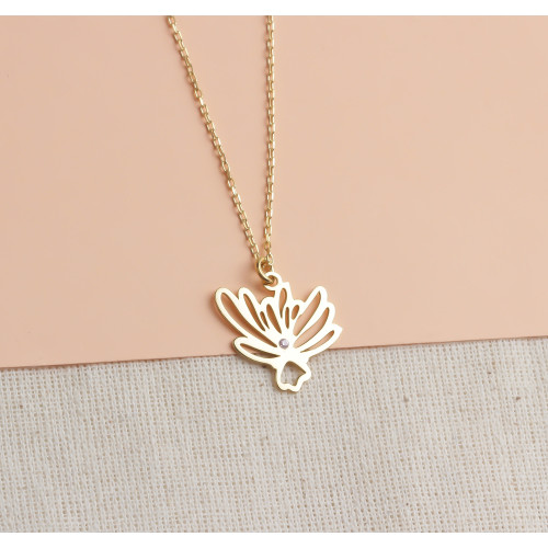 Glorria 925k Sterling Silver Personalized Birth Flower Necklace Glorria 925k Sterling Silver Personalized Birth Flower Necklace