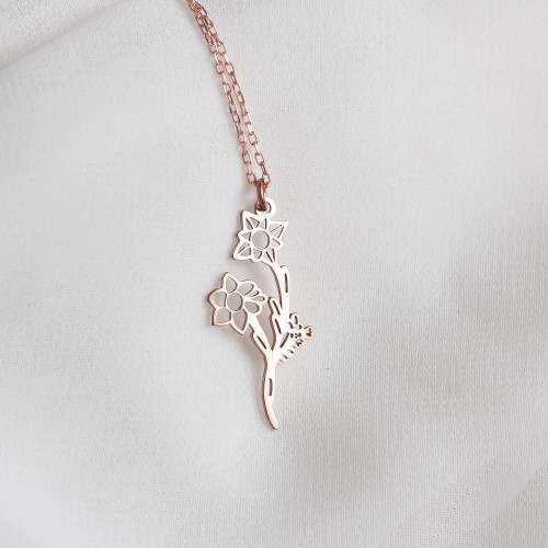 Glorria 925k Sterling Silver Personalized Multiple Birth Flower Necklace Glorria 925k Sterling Silver Personalized Multiple Birth Flower Necklace