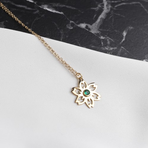 Glorria 925k Sterling Silver Personalized Birth Flower and Birthstone Necklace Glorria 925k Sterling Silver Personalized Birth Flower and Birthstone Necklace