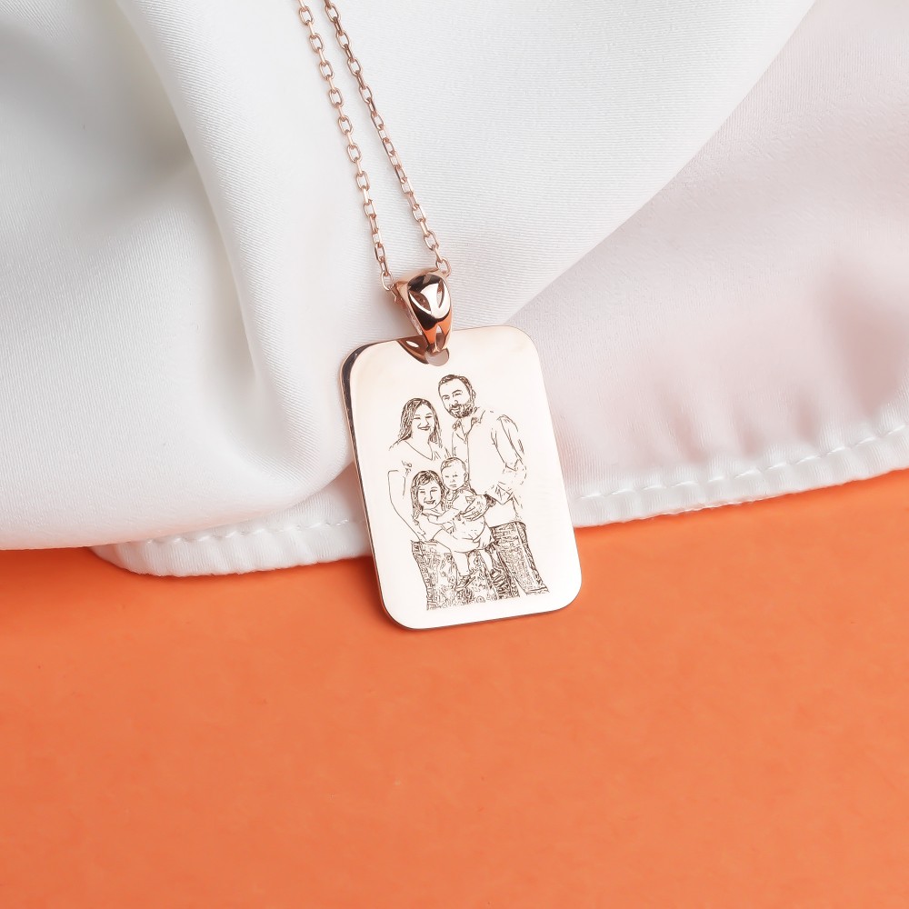 Glorria 925k Sterling Silver Personalized Family Photo Necklace