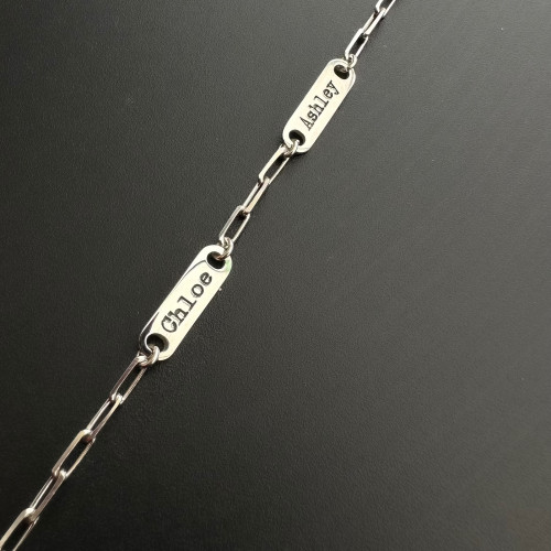 Glorria 925k Sterling Silver Personalized Paper Clip Bracelet