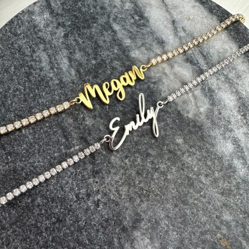 Glorria 925k Sterling Silver Personalized Tennis Bracelet