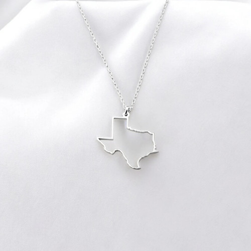 Glorria 925k Sterling Silver Personalized USA State Map  Necklace Glorria 925k Sterling Silver Personalized USA State Map  Necklace