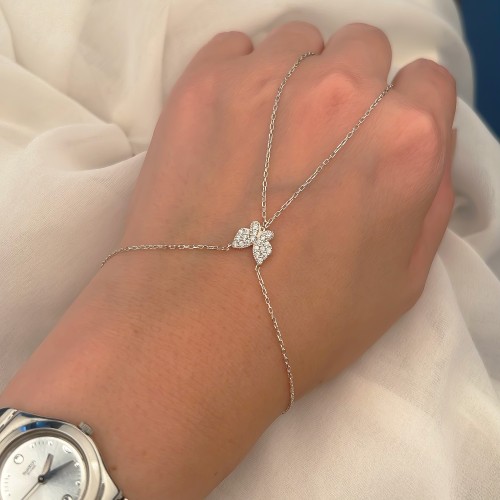 Glorria Sterling Silver Butterfly Hand Chain Bracelet