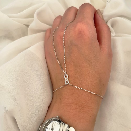 Glorria Sterling Silver Infinity Hand Chain Bracelet