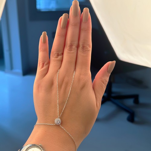 Glorria Sterling Silver Halo Hand Chain Bracelet