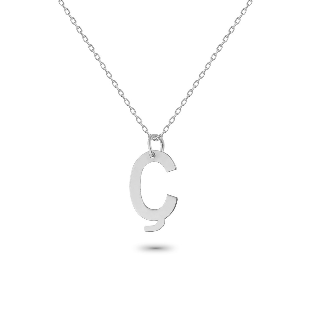 Glorria 925k Sterling Silver Letter Ç Necklace