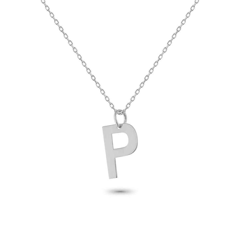 Glorria 925k Sterling Silver Letter P Necklace