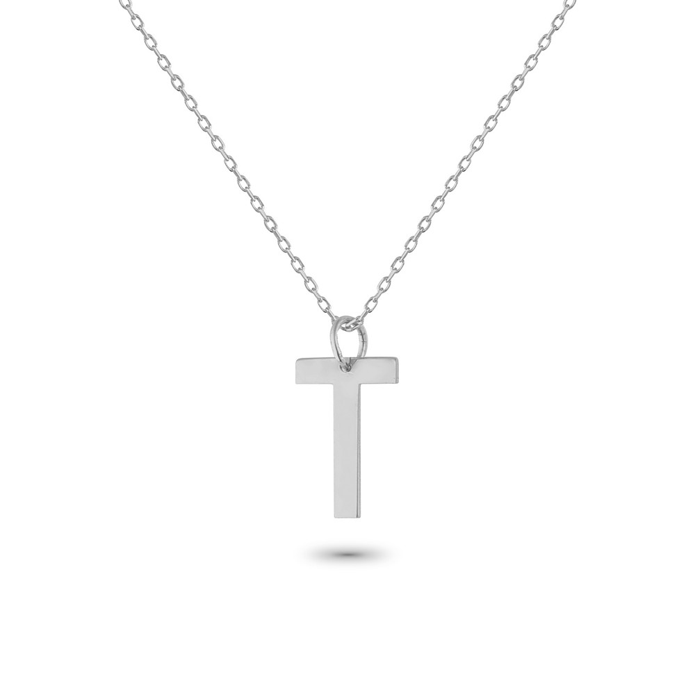 Glorria 925k Sterling Silver Letter T Necklace