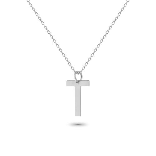 Glorria 925k Sterling Silver Letter T Necklace