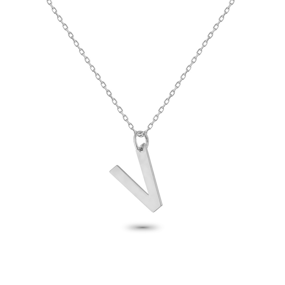 Glorria 925k Sterling Silver Letter V Necklace