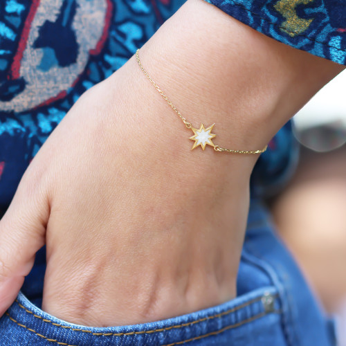 Glorria 925k Sterling Silver Pole Star Bracelet