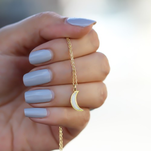 Glorria 925k Sterling Silver Crescent Necklace