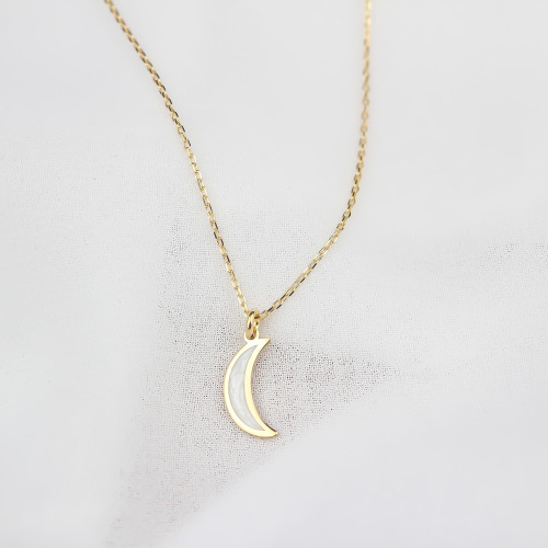Glorria 925k Sterling Silver Crescent Necklace Glorria 925k Sterling Silver Crescent Necklace