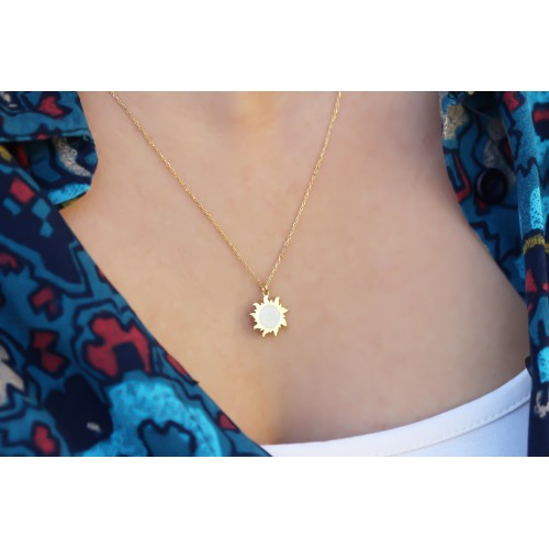 Glorria 925k Sterling Silver Sun Necklace