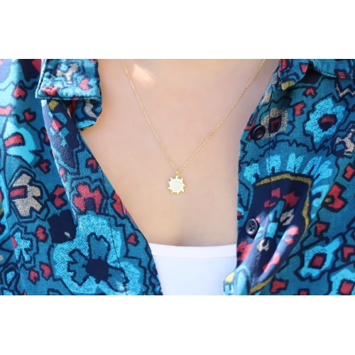 Glorria 925k Sterling Silver Sun Necklace
