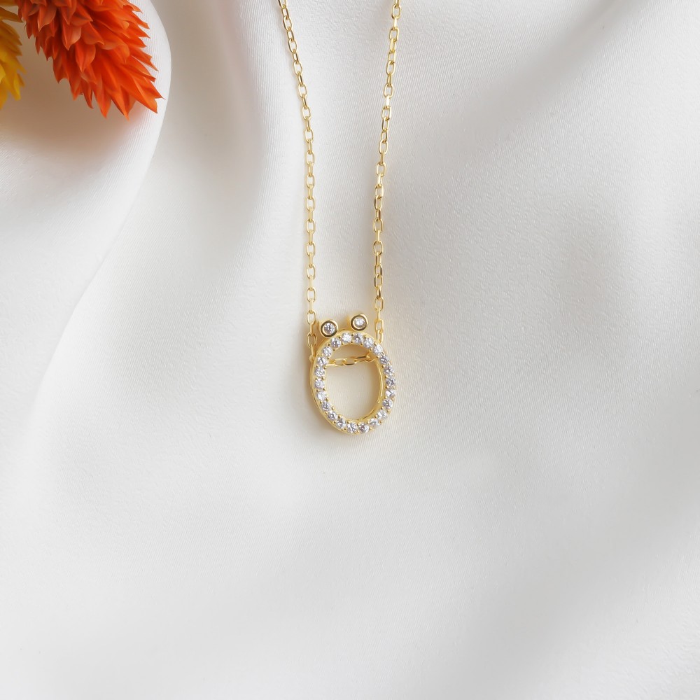 Glorria 925k Sterling Silver Pave Letter Ö Necklace