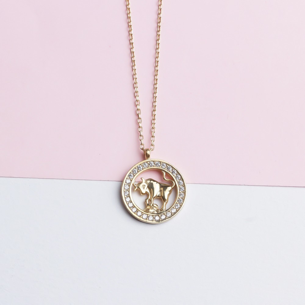 Glorria 925k Sterling Silver Taurus Zodiac Necklace