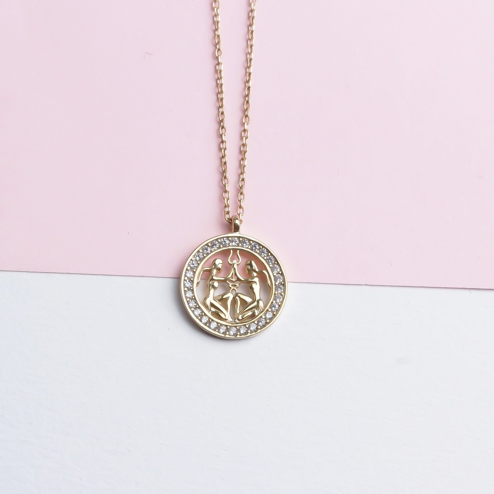 Glorria 925k Sterling Silver Gemini Zodiac Necklace