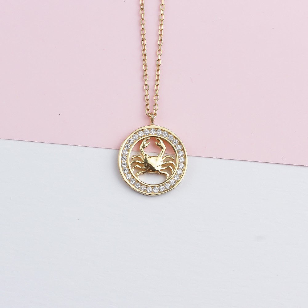 Glorria 925k Sterling Silver Cancer Zodiac Necklace
