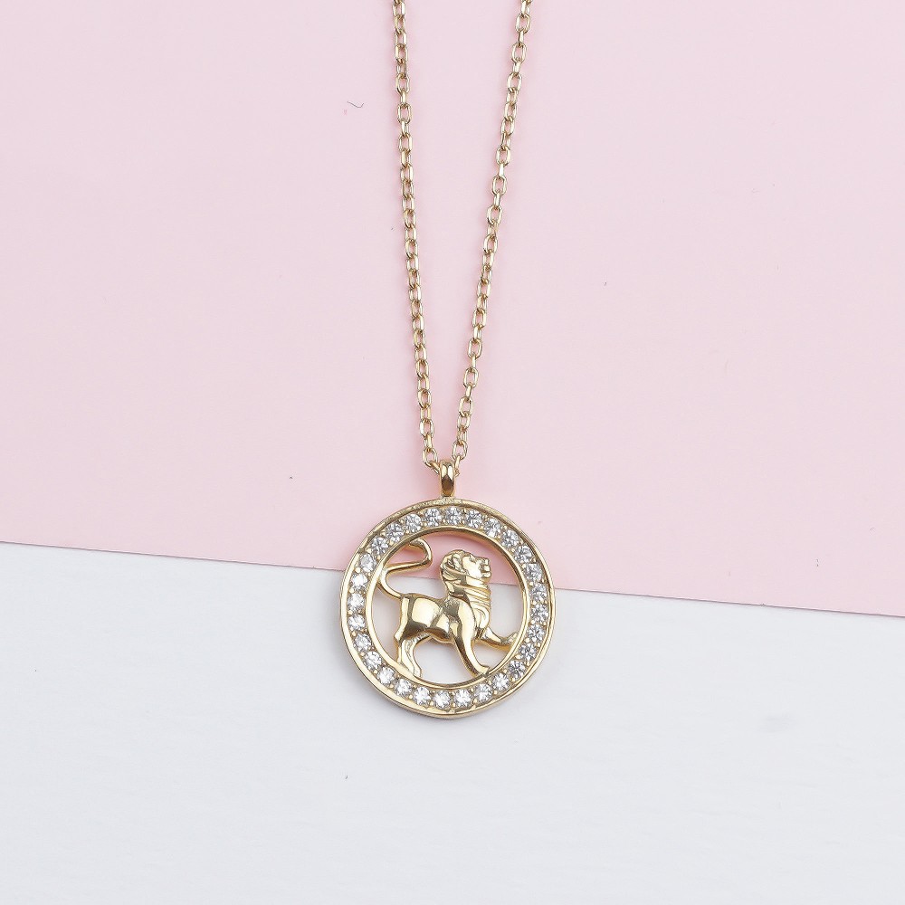 Glorria 925k Sterling Silver Lion Zodiac Necklace