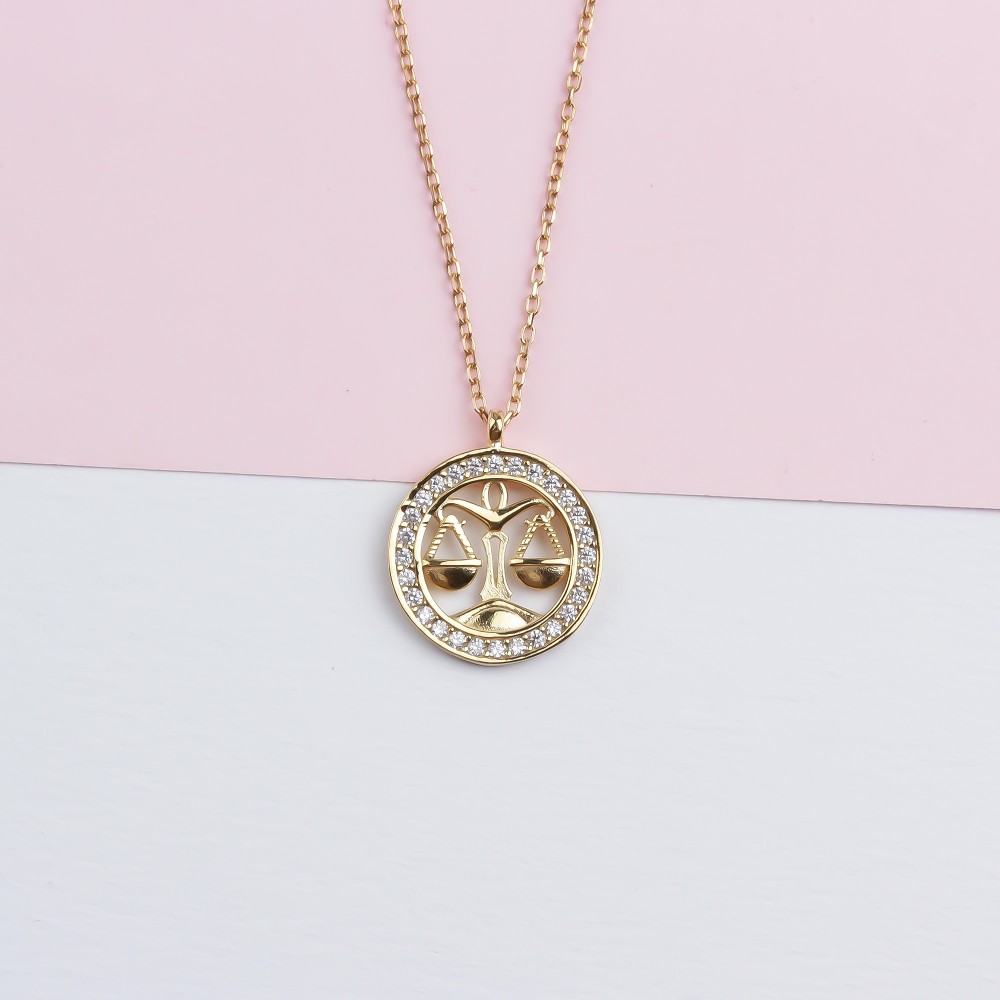 Glorria 925k Sterling Silver Libra Zodiac Necklace