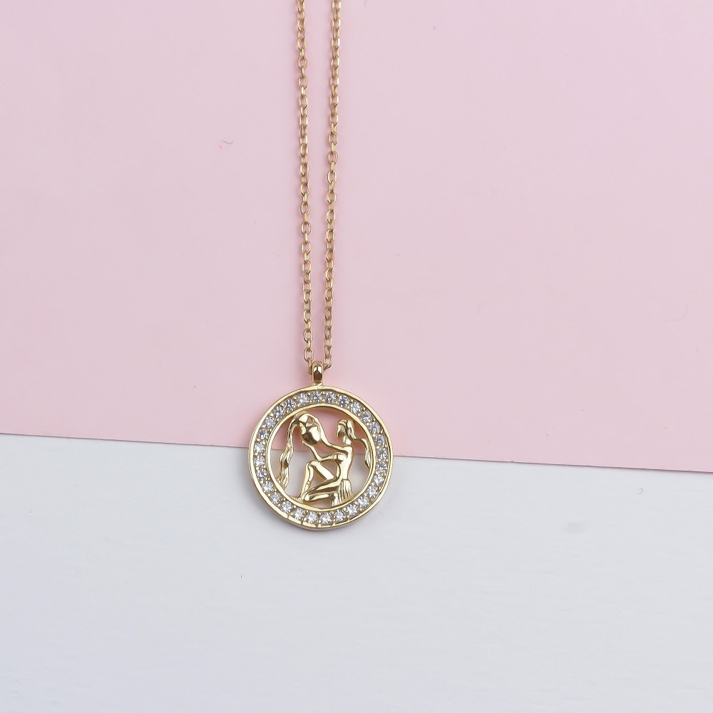 Glorria 925k Sterling Silver Aquarius Zodiac Necklace