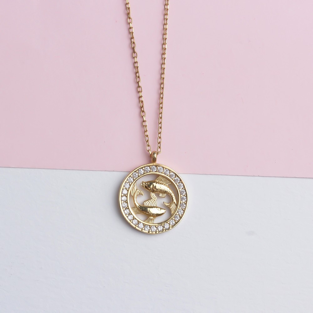Glorria 925k Sterling Silver Pisces Zodiac Necklace