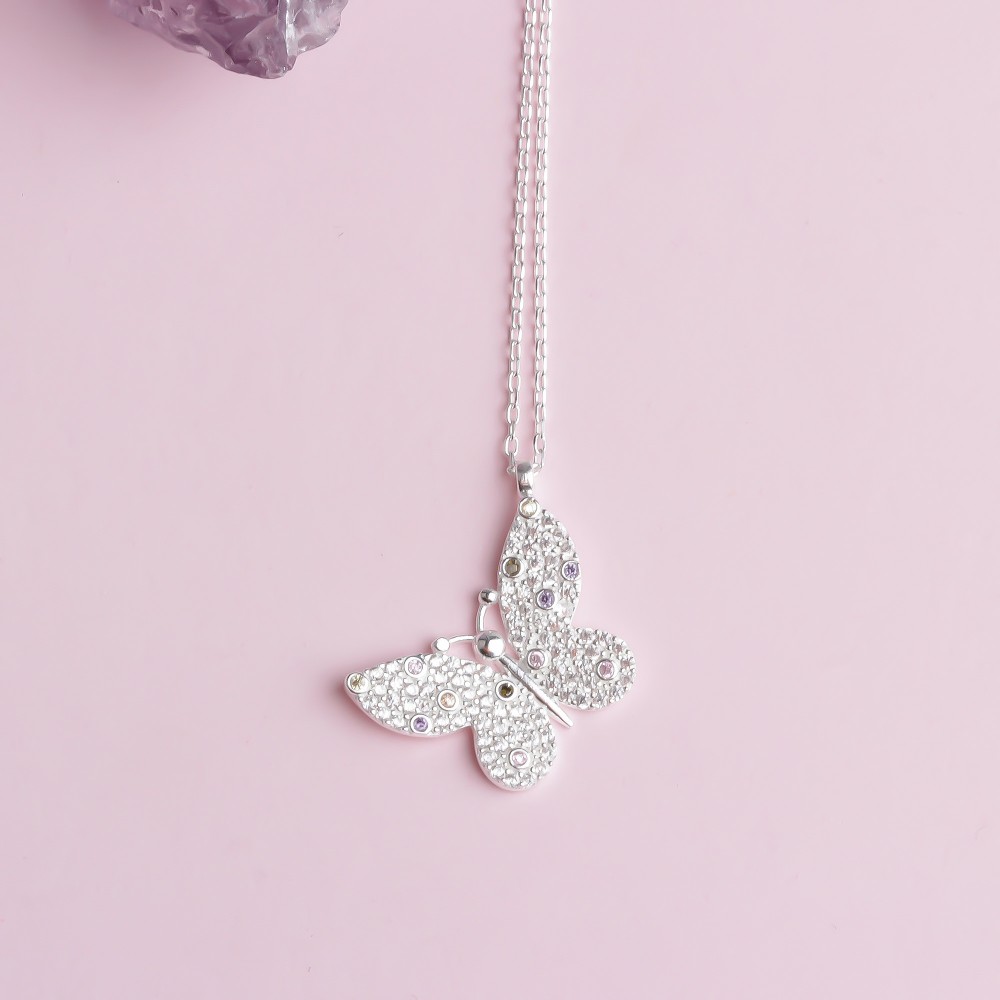 Glorria 925k Sterling Silver Butterfly Necklace