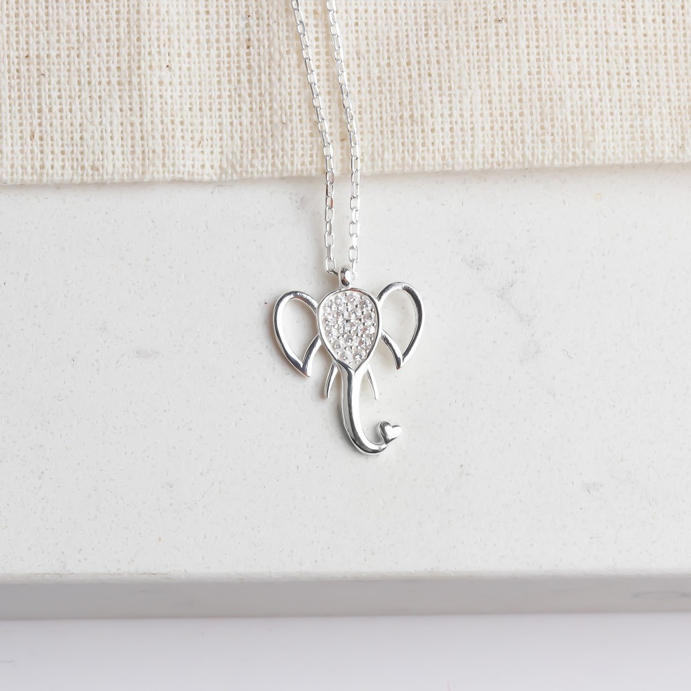 Glorria 925k Sterling Silver Elephant Necklace