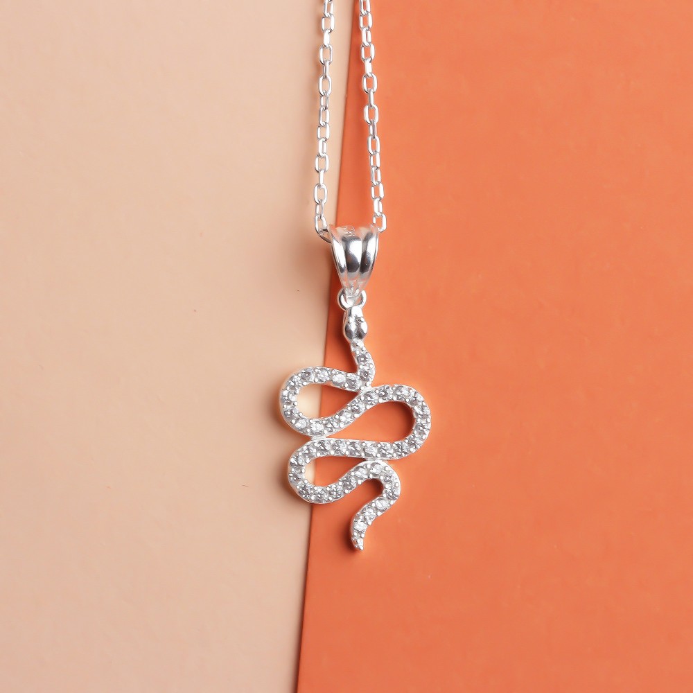 Glorria 925k Sterling Silver Snake Necklace