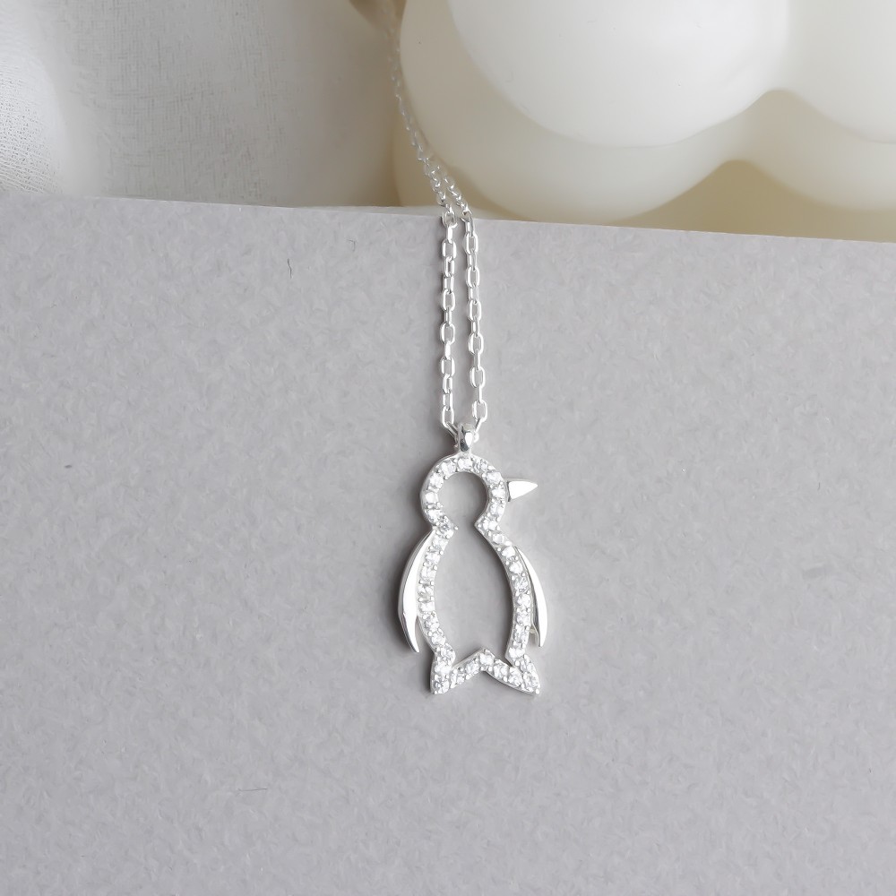 Glorria 925k Sterling Silver Penguin Necklace