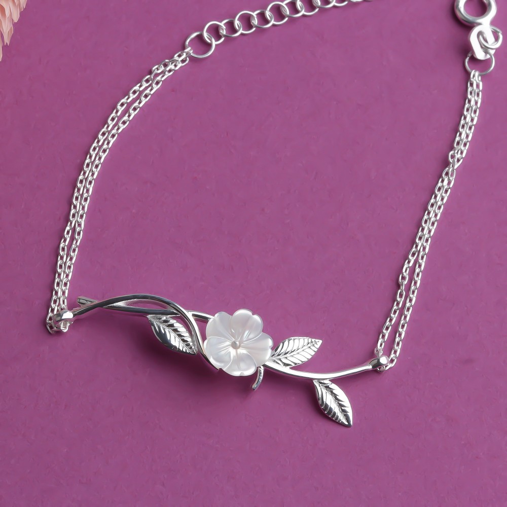 Glorria 925k Sterling Silver Flower  Bracelet