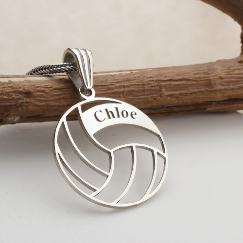 Glorria 925k Sterling Silver Personalized Name Volleyball Necklace