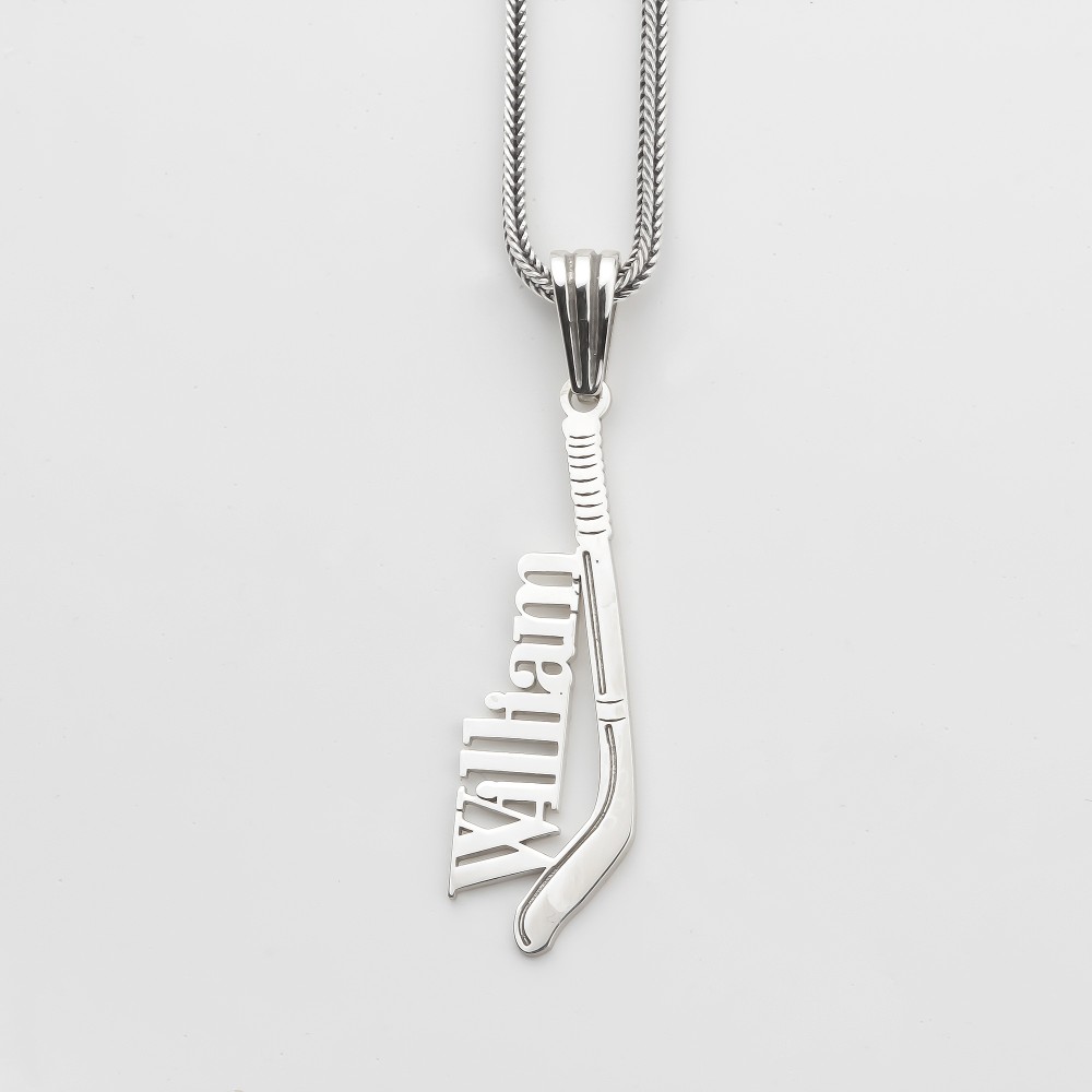 Glorria 925k Sterling Silver Personalized Name Ice Hockey Stick Necklace Glorria 925k Sterling Silver Personalized Name Ice Hockey Stick Necklace
