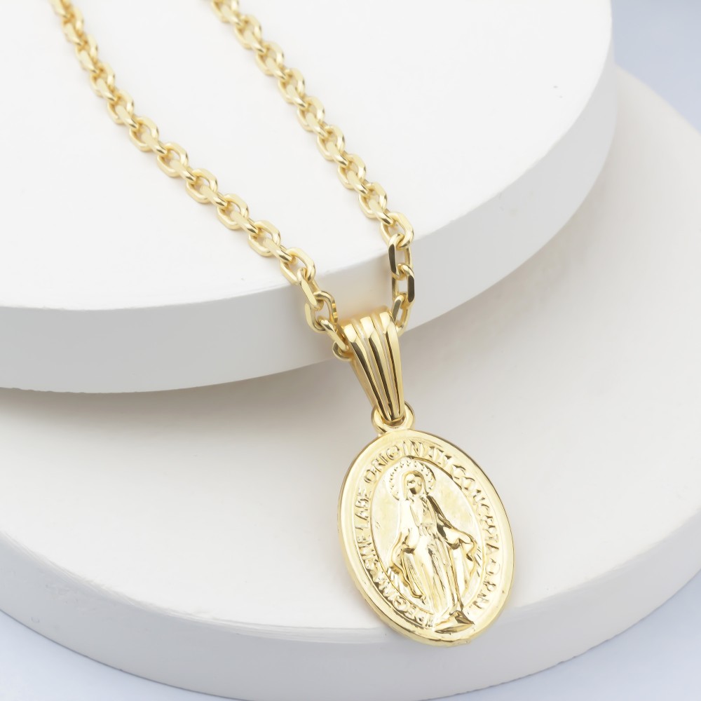 Glorria 925k Sterling Silver Cross and Virgin Mary Necklace Glorria 925k Sterling Silver Cross and Virgin Mary Necklace