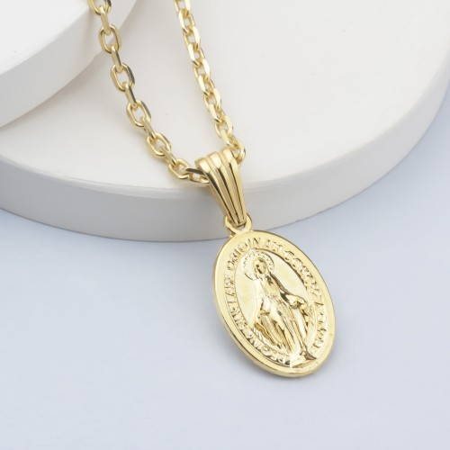 Glorria 925k Sterling Silver Cross and Virgin Mary Necklace