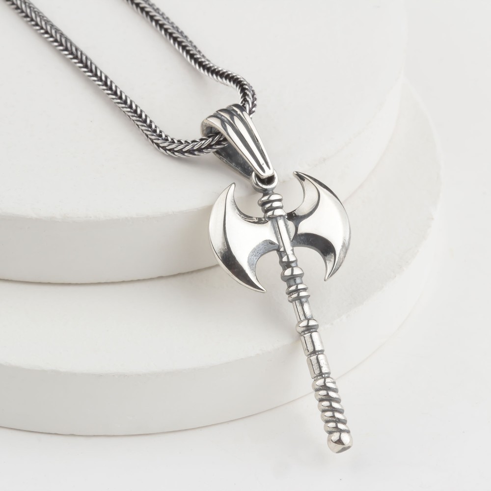 Glorria Sterling Silver Viking Axe Necklace Glorria Sterling Silver Viking Axe Necklace