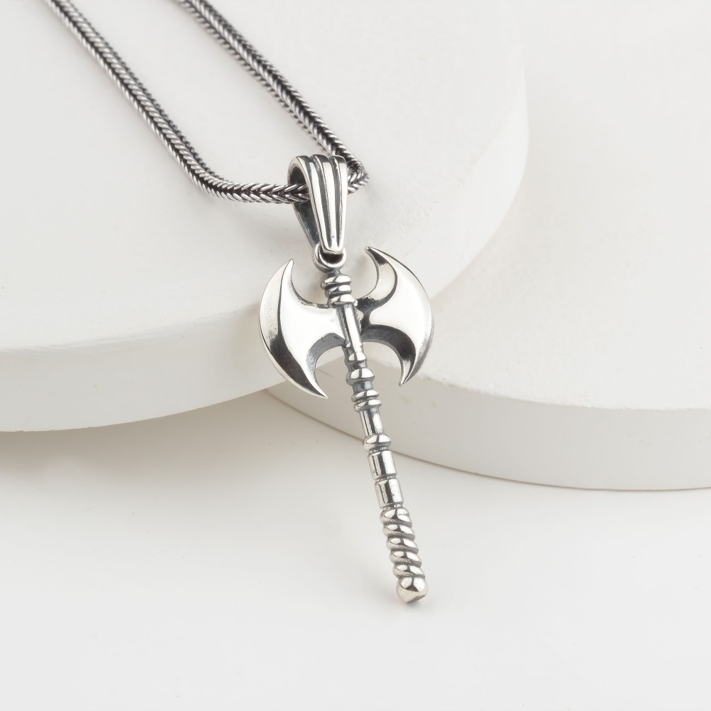 Glorria Sterling Silver Viking Axe Necklace Glorria Sterling Silver Viking Axe Necklace