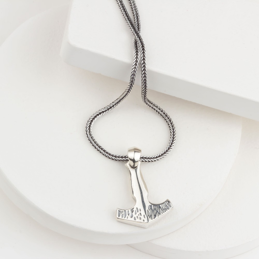 Glorria Sterling Silver Viking Mjölnir Hammer Necklace Glorria Sterling Silver Viking Mjölnir Hammer Necklace